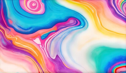 Abstract colorful background of acrylic paint in blue, yellow and pink colors.