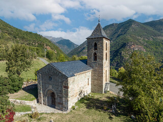 Fototapeta na wymiar Roman Church of Santa Maria de la Asuncion in Coll, Catalonia Spain.