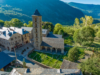 Fototapeta na wymiar Roman Church of Santa Eulalia in Erill la Vall in the Boi Valley Catalonia - Spain