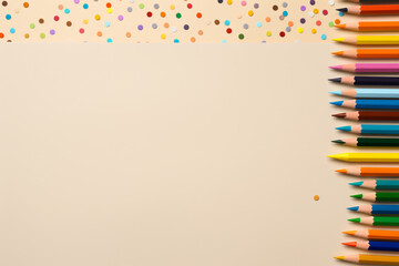 Obraz premium Back to school, school supplies beige background