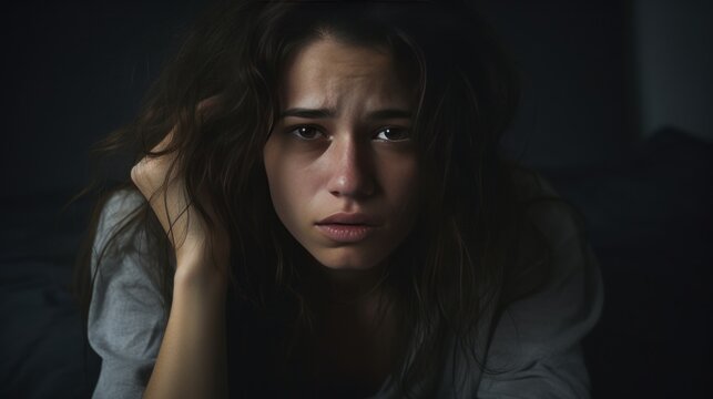 Portrait of a depressed woman, tired and sad. Mental disorder.