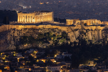 Fototapeta na wymiar The Accropolis and Parthenon by sunset 2