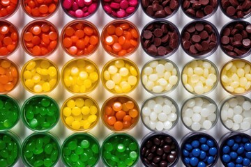 Fototapeta premium multiple flavors of hard candies separated by color