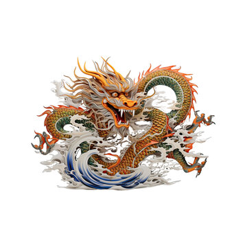 chinese dragon in red