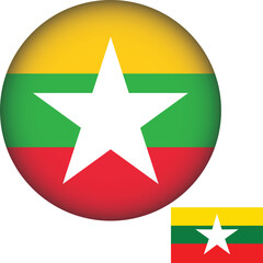 Myanmar Flag Round Shape