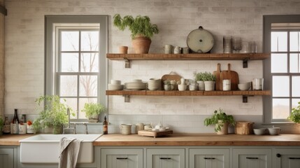 A charming farmhouse kitchen with rustic decor for a cozy call