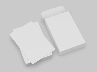 Blank playing cards box  packaging  template, 3d illustration. - obrazy, fototapety, plakaty