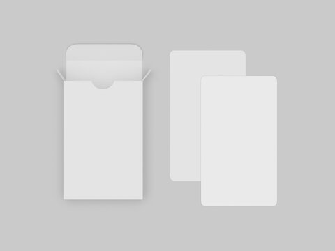 Blank playing cards box  packaging  template, 3d illustration.