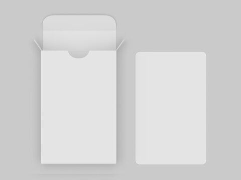 Blank playing cards box  packaging  template, 3d illustration.
