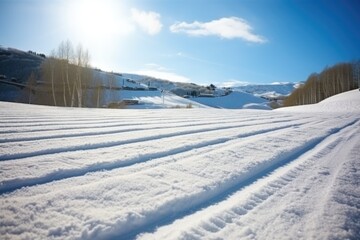 Fototapeta na wymiar snowy slope prepared for ski competition