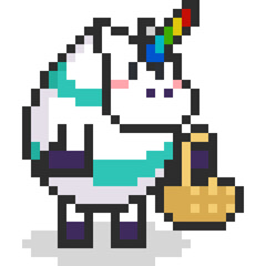 Pixel art unicorn character cosplay as easter egg