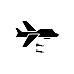 Bomber plane in black fill icon. War design element template vector illustration in trendy style. Editable graphic resources for many purposes.