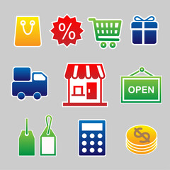 set shopping online icon gradient color vector illustration design