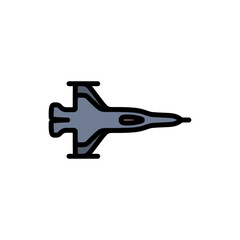 Military fighter jet plane in colored icon. War design element template vector illustration in trendy style. Editable graphic resources for many purposes.