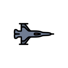 Military fighter jet plane in colored icon. War design element template vector illustration in trendy style. Editable graphic resources for many purposes.