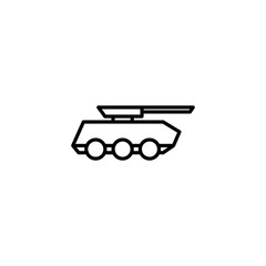 Military Battle Tank in outline icon. War design element template vector illustration in trendy style. Editable graphic resources for many purposes.