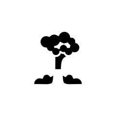 Mushroom cloud of nuclear bomb in black fill icon. War design element template vector illustration in trendy style. Editable graphic resources for many purposes.