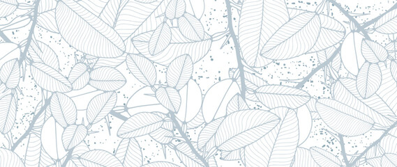 Winter light botanical background with branches and leaves and snow. Vector background for decor, wallpaper, covers, cards.