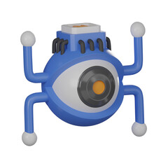 Robotic  is holding human eye. 3D rendered illustration.