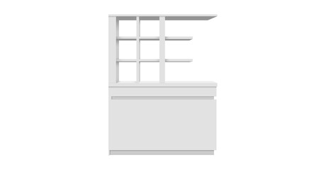 white showcase cabinet on the white background	