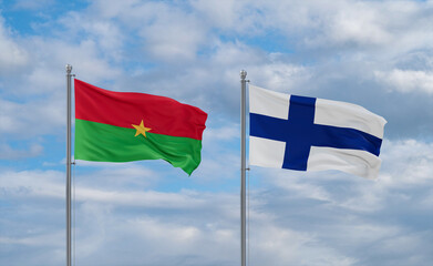 Finland and Burkina Faso flags, country relationship concept