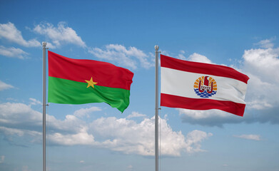 Burkina Faso and French Polynesia flags, country relationship concept