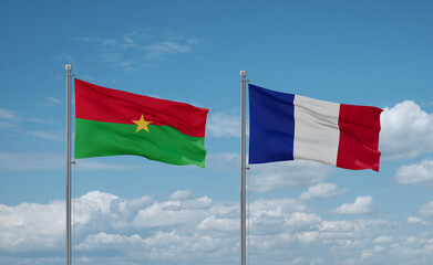 Burkina Faso and France flags, country relationship concept