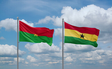 Ghana and Burkina Faso flags, country relationship concept