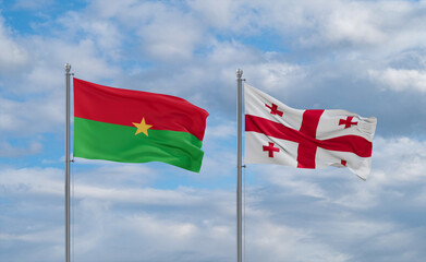 Georgia and Burkina Faso flags, country relationship concept