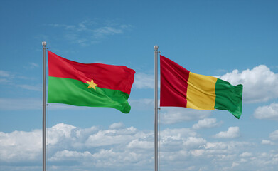 Guinea and Burkina Faso flags, country relationship concept