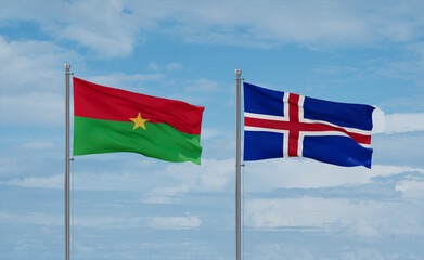 Iceland and Burkina Faso flags, country relationship concept