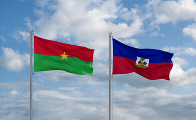 Haiti and Burkina Faso flags, country relationship concept