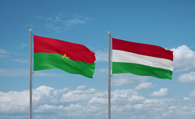Hungary and Burkina Faso flags, country relationship concept