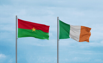 Ireland and Burkina Faso flags, country relationship concept