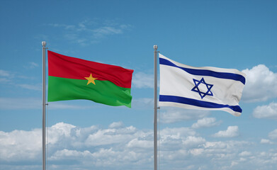 Israel and Burkina Faso flags, country relationship concept