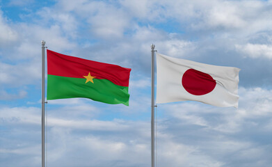 Japan and Burkina Faso flags, country relationship concept