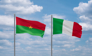 Italy and Burkina Faso flags, country relationship concept