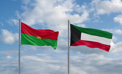 Fototapeta na wymiar Kuwait and Burkina Faso flags, country relationship concept