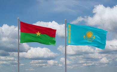 Kazakhstan and Burkina Faso flags, country relationship concept