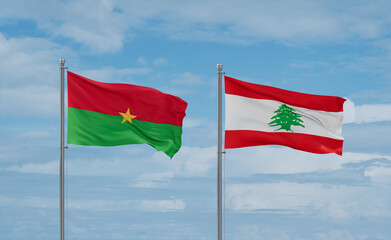 Lebanon and Burkina Faso flags, country relationship concept