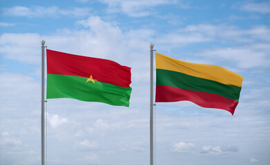 Lithuania and Burkina Faso flags, country relationship concept
