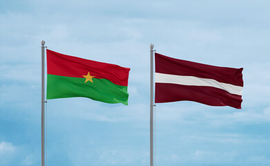 Latvia and Burkina Faso flags, country relationship concept