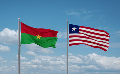 Liberia and Burkina Faso flags, country relationship concept