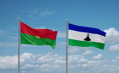 Lesotho and Burkina Faso flags, country relationship concept