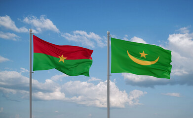 Mauritania and Burkina Faso flags, country relationship concept