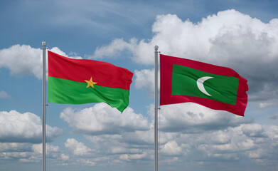 Maldives and Burkina Faso flags, country relationship concept