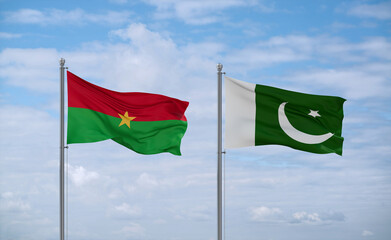 Pakistan and Burkina Faso flags, country relationship concept