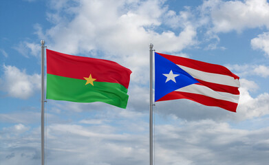 Puerto Rico and Burkina Faso flags, country relationship concept