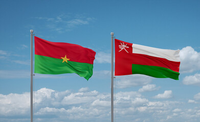 Oman and Burkina Faso flags, country relationship concept