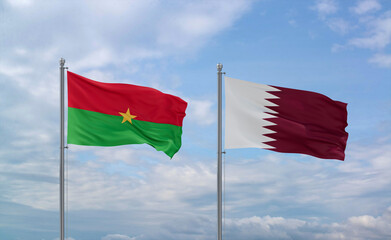 Qatar and Burkina Faso flags, country relationship concept